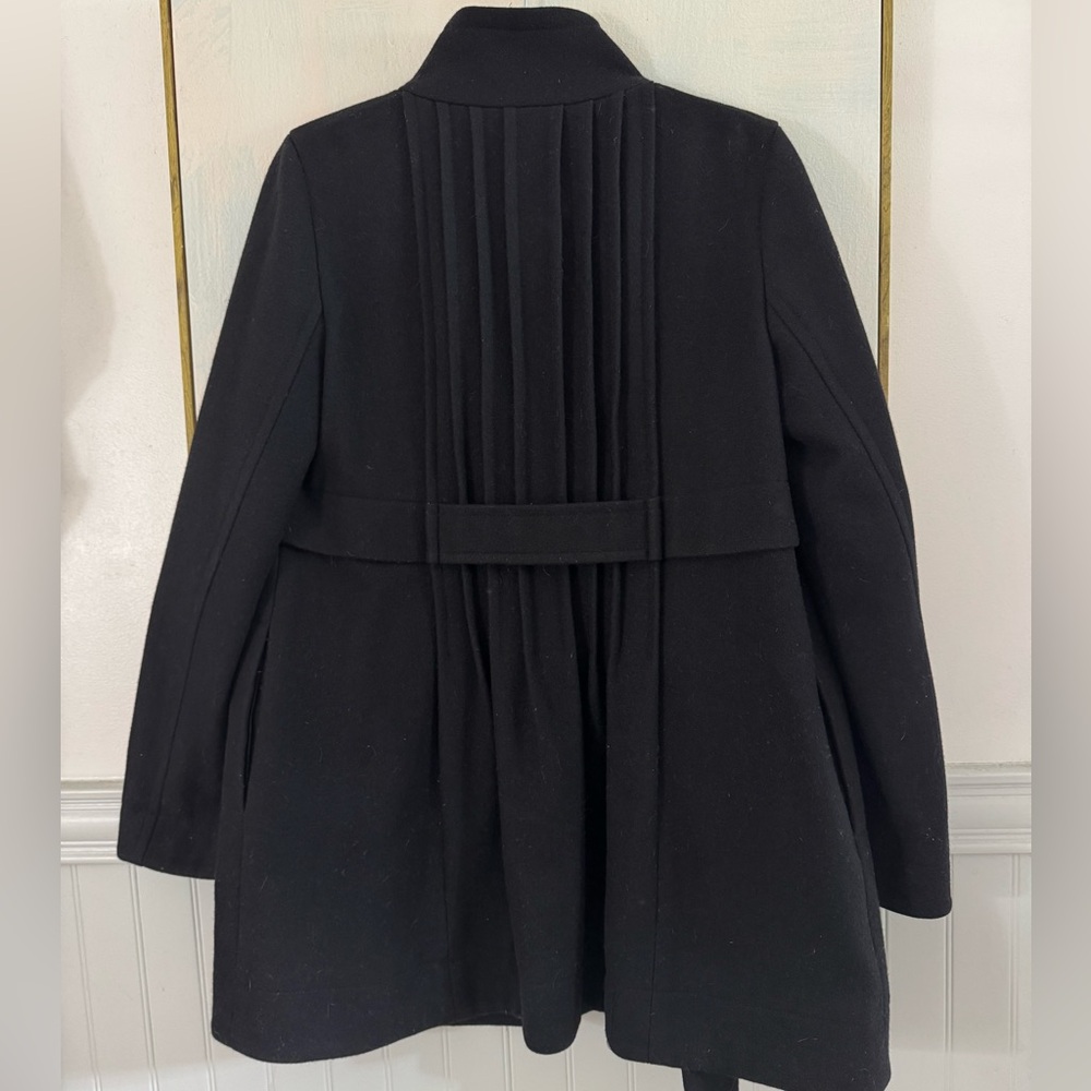 THEORY Loris Craze Manning Tapered Fitted Coat In Black Wool Size Medium - Picture 6 of 6
